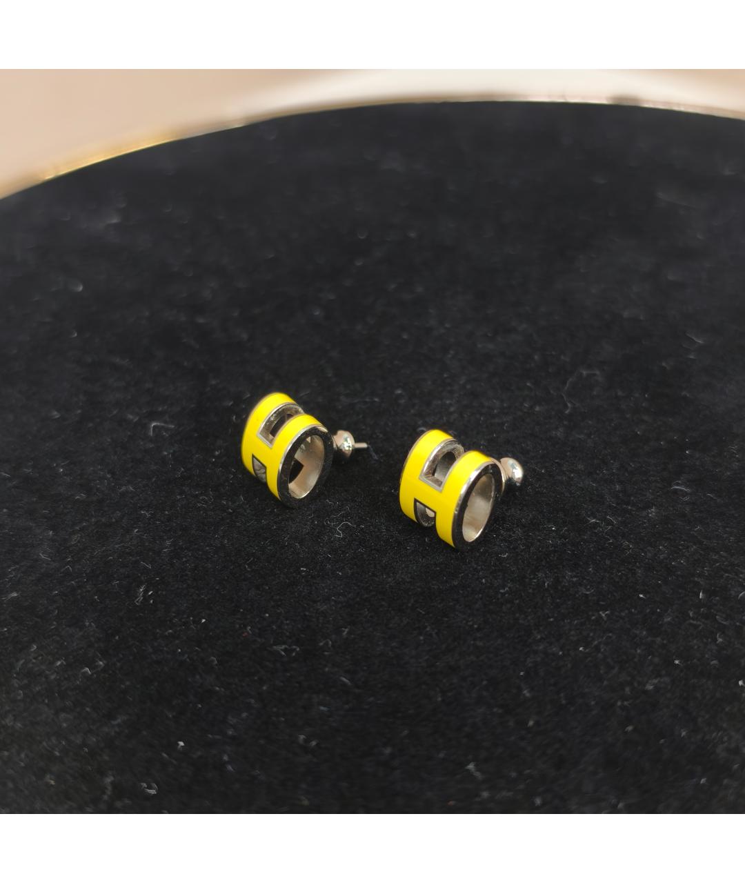 HERMES Желтые металлические серьги, фото 4