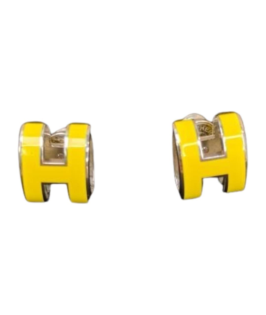 HERMES Желтые металлические серьги, фото 1