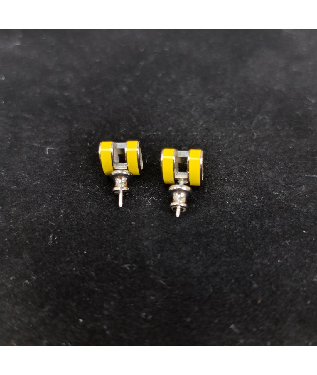 HERMES Желтые металлические серьги, фото 2