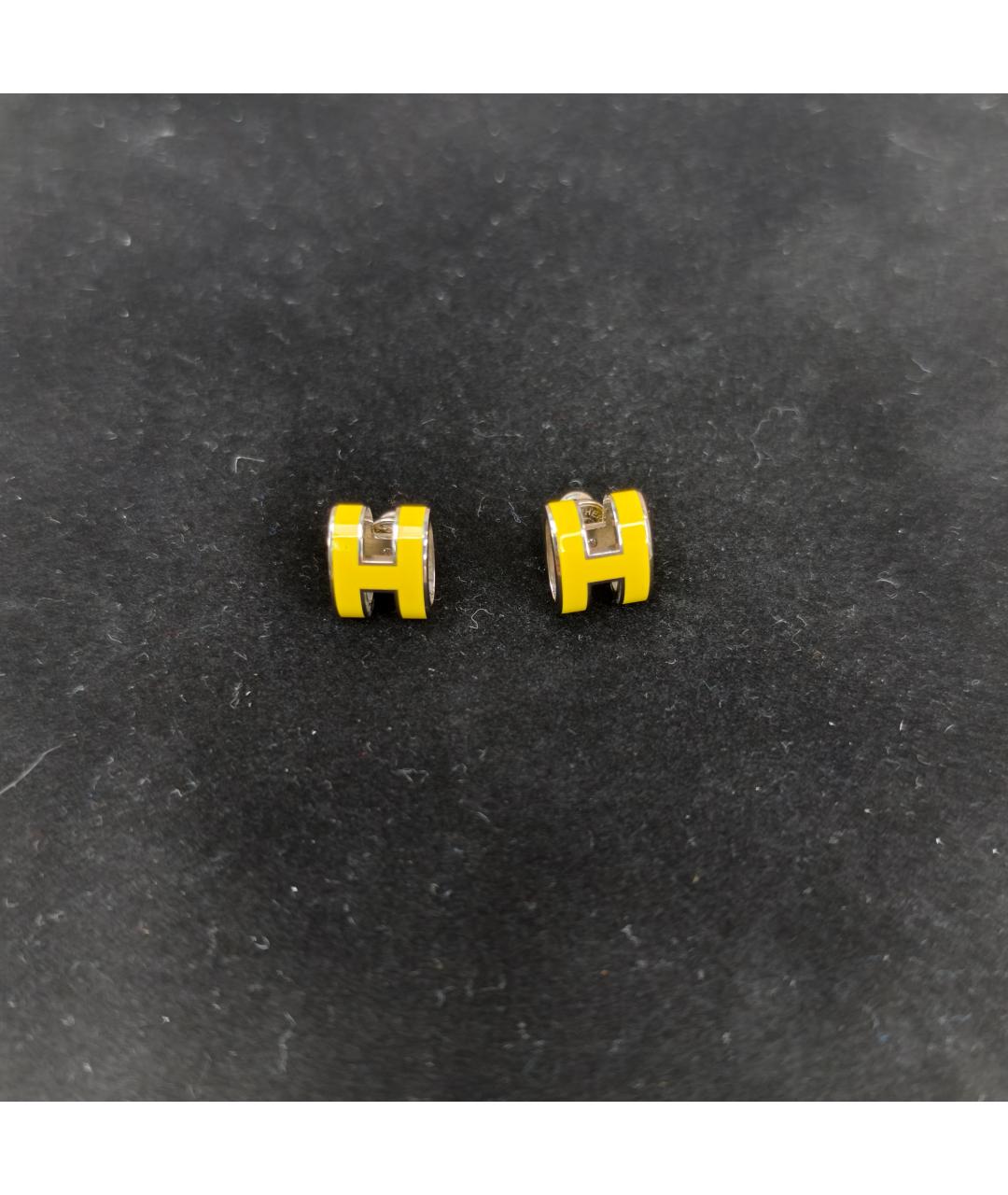 HERMES Желтые металлические серьги, фото 5
