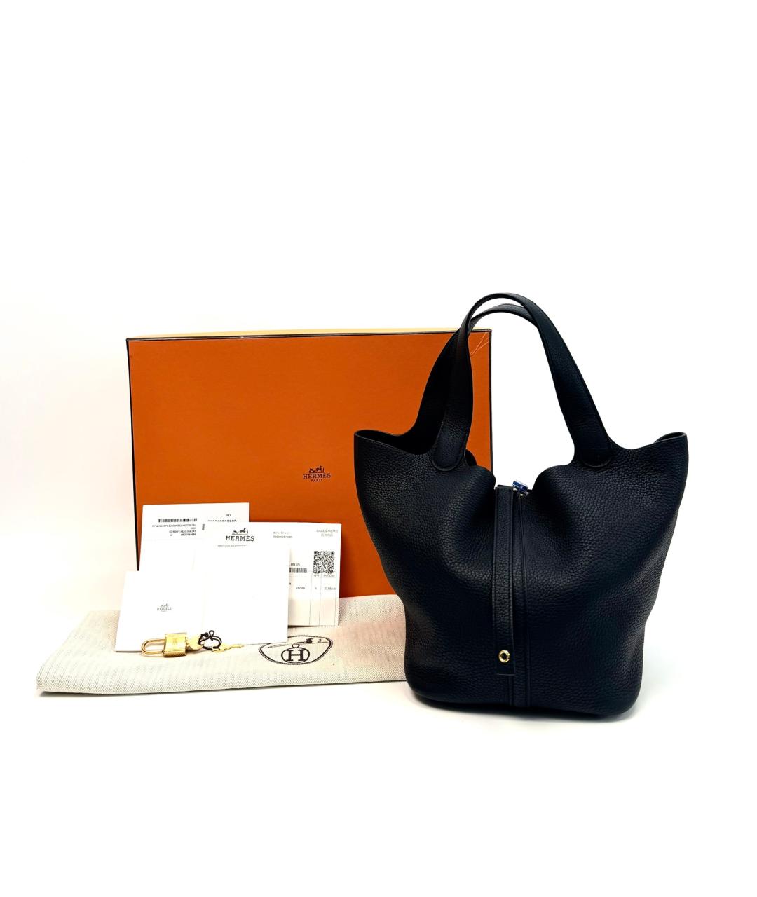 HERMES Черная кожаная сумка с короткими ручками, фото 10