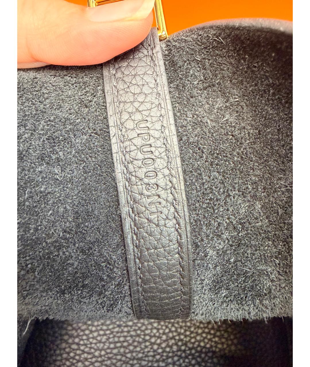 HERMES Черная кожаная сумка с короткими ручками, фото 4