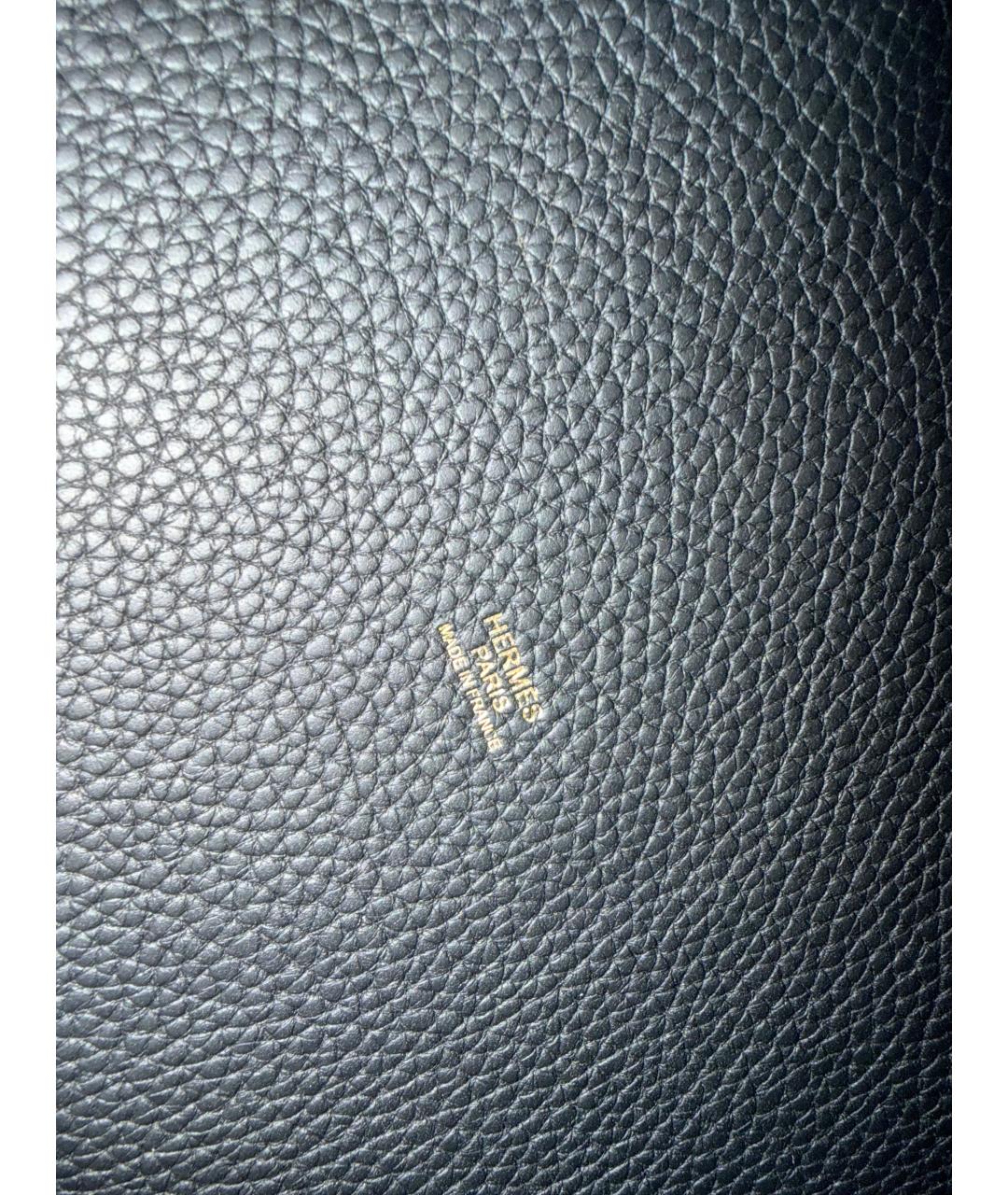 HERMES Черная кожаная сумка с короткими ручками, фото 5