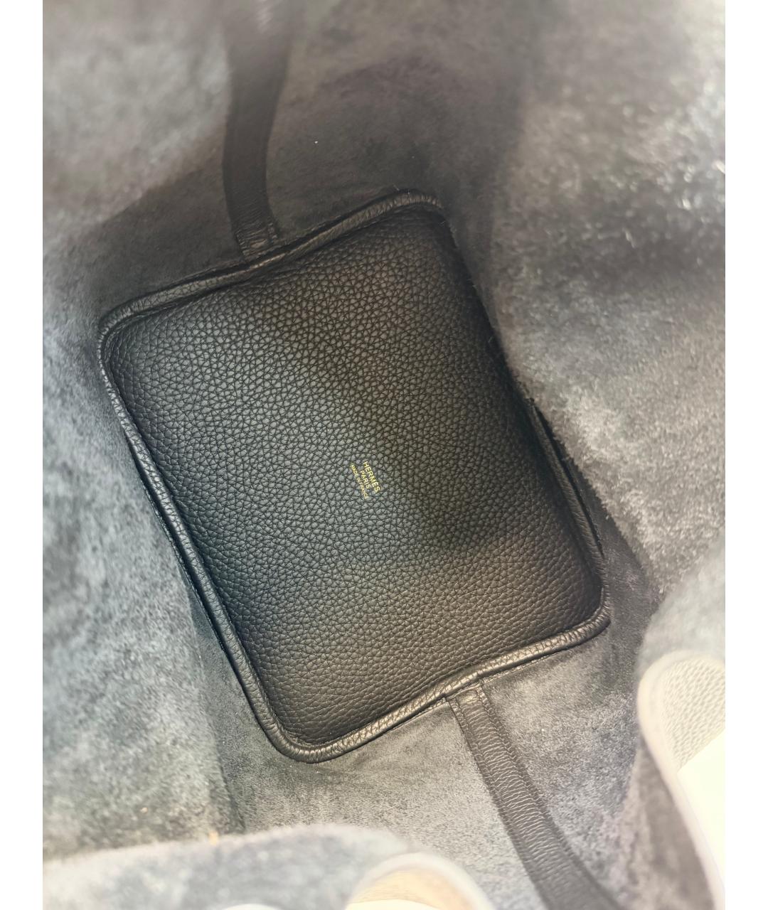 HERMES Черная кожаная сумка с короткими ручками, фото 6