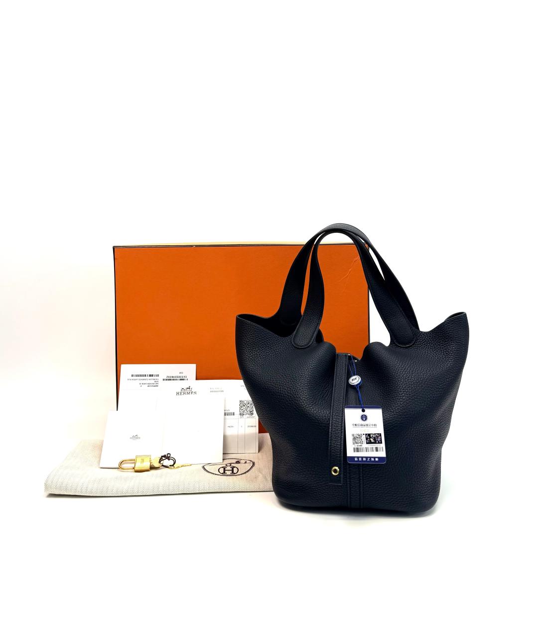 HERMES Черная кожаная сумка с короткими ручками, фото 8