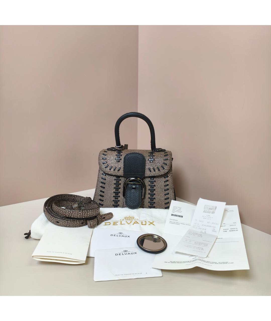 DELVAUX Коричневая кожаная сумка с короткими ручками, фото 10