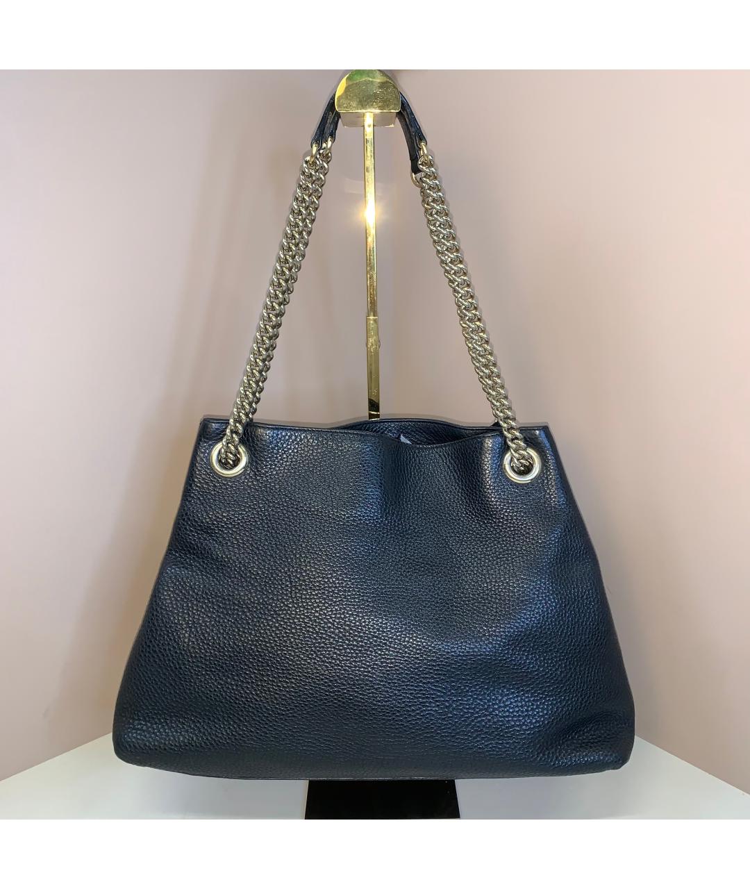 GUCCI Черная кожаная сумка тоут, фото 7