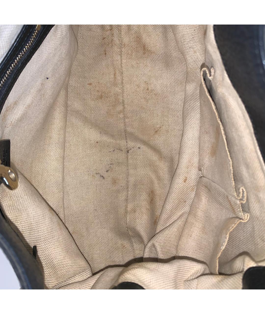 GUCCI Черная кожаная сумка тоут, фото 2