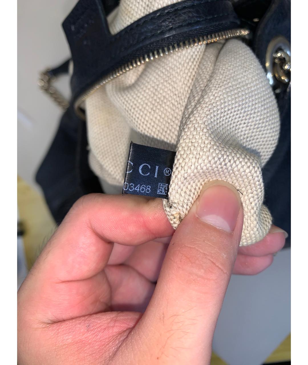 GUCCI Черная кожаная сумка тоут, фото 3