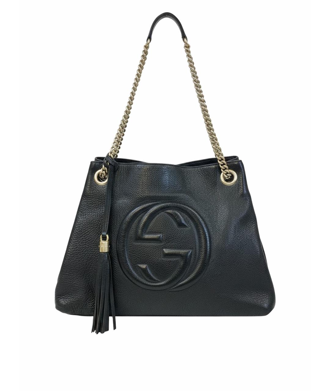 GUCCI Черная кожаная сумка тоут, фото 1