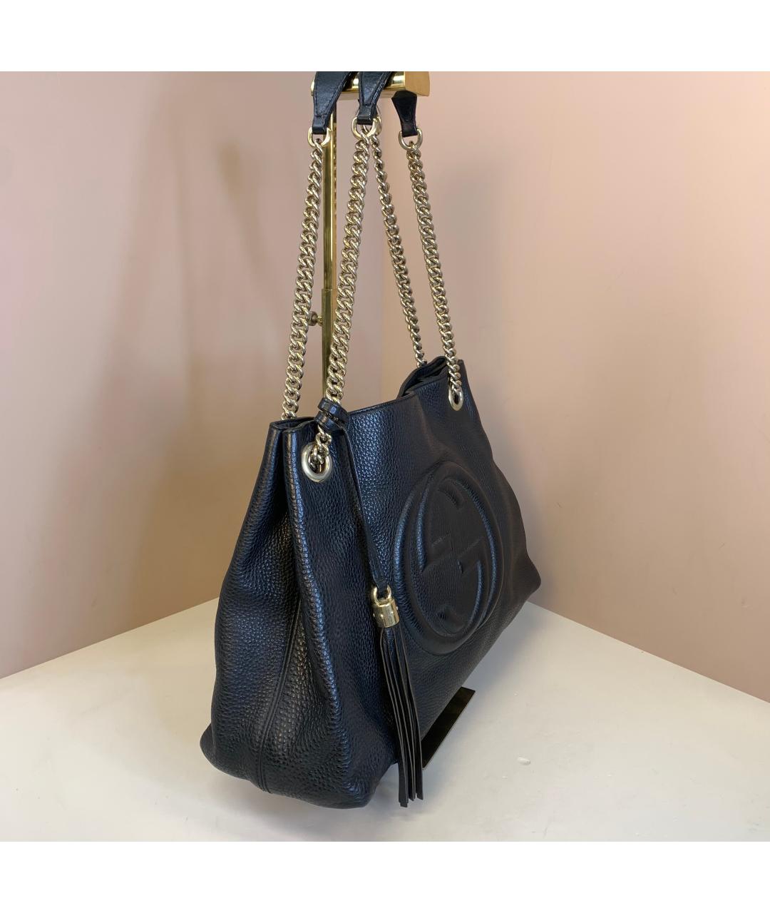 GUCCI Черная кожаная сумка тоут, фото 4