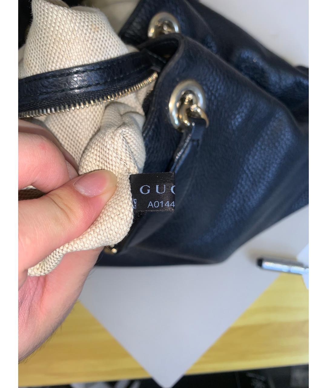 GUCCI Черная кожаная сумка тоут, фото 5