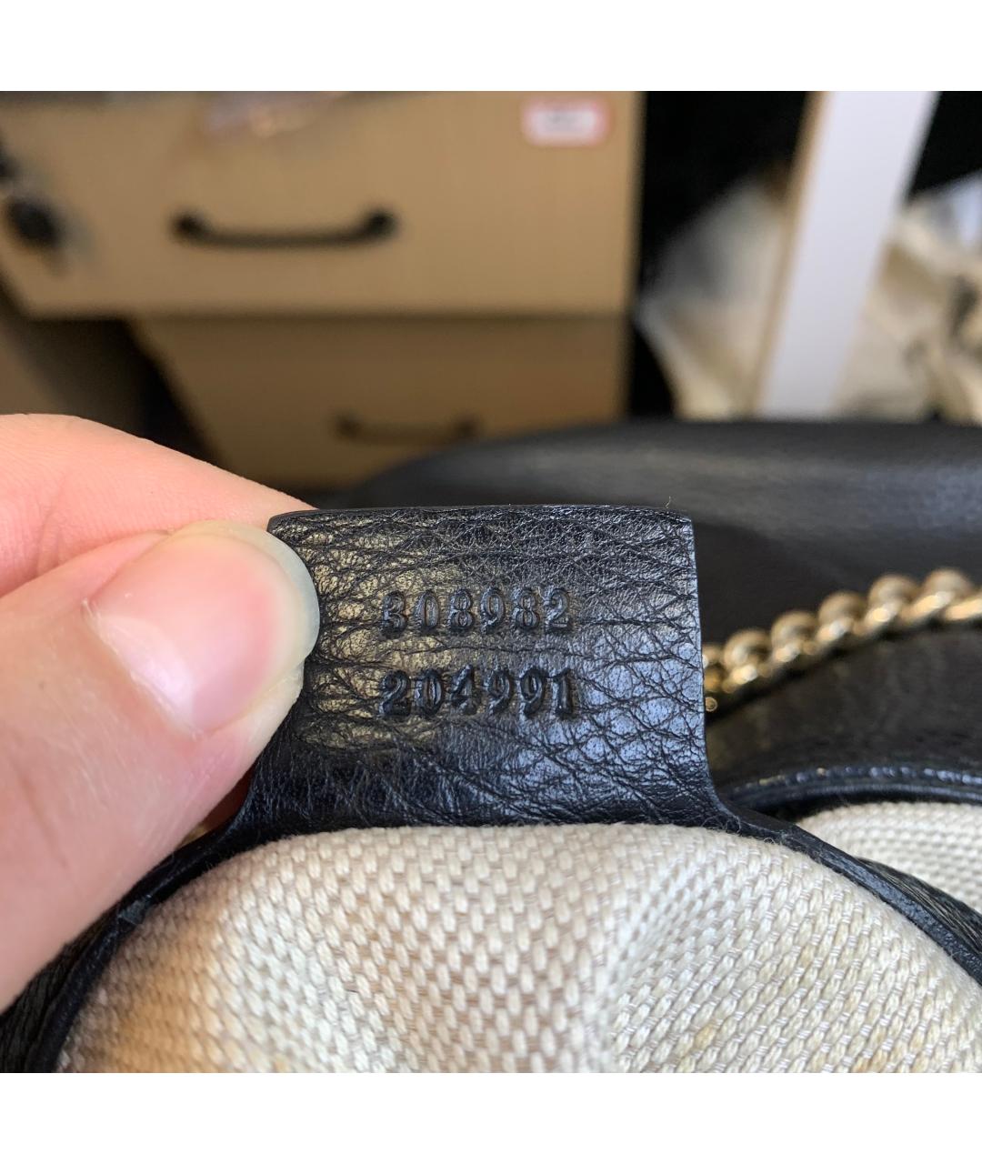 GUCCI Черная кожаная сумка тоут, фото 6