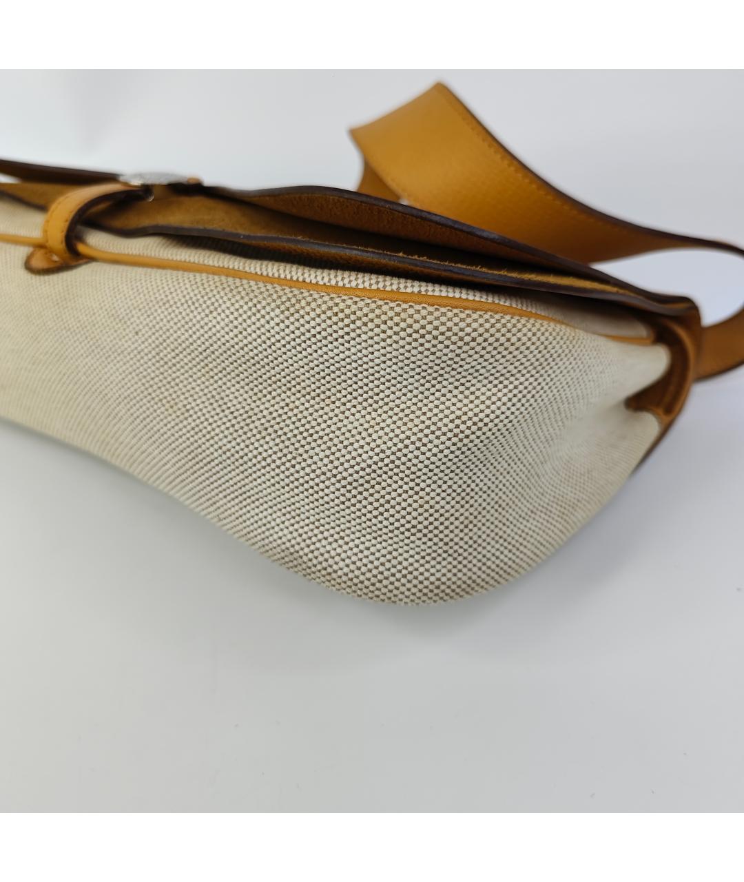 HERMES Бежевая тканевая сумка через плечо, фото 7