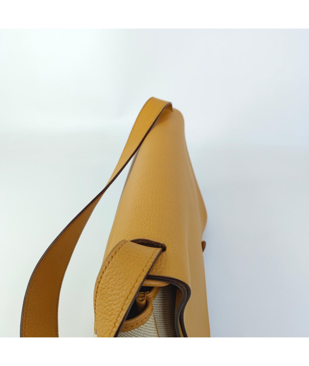 HERMES Бежевая тканевая сумка через плечо, фото 9