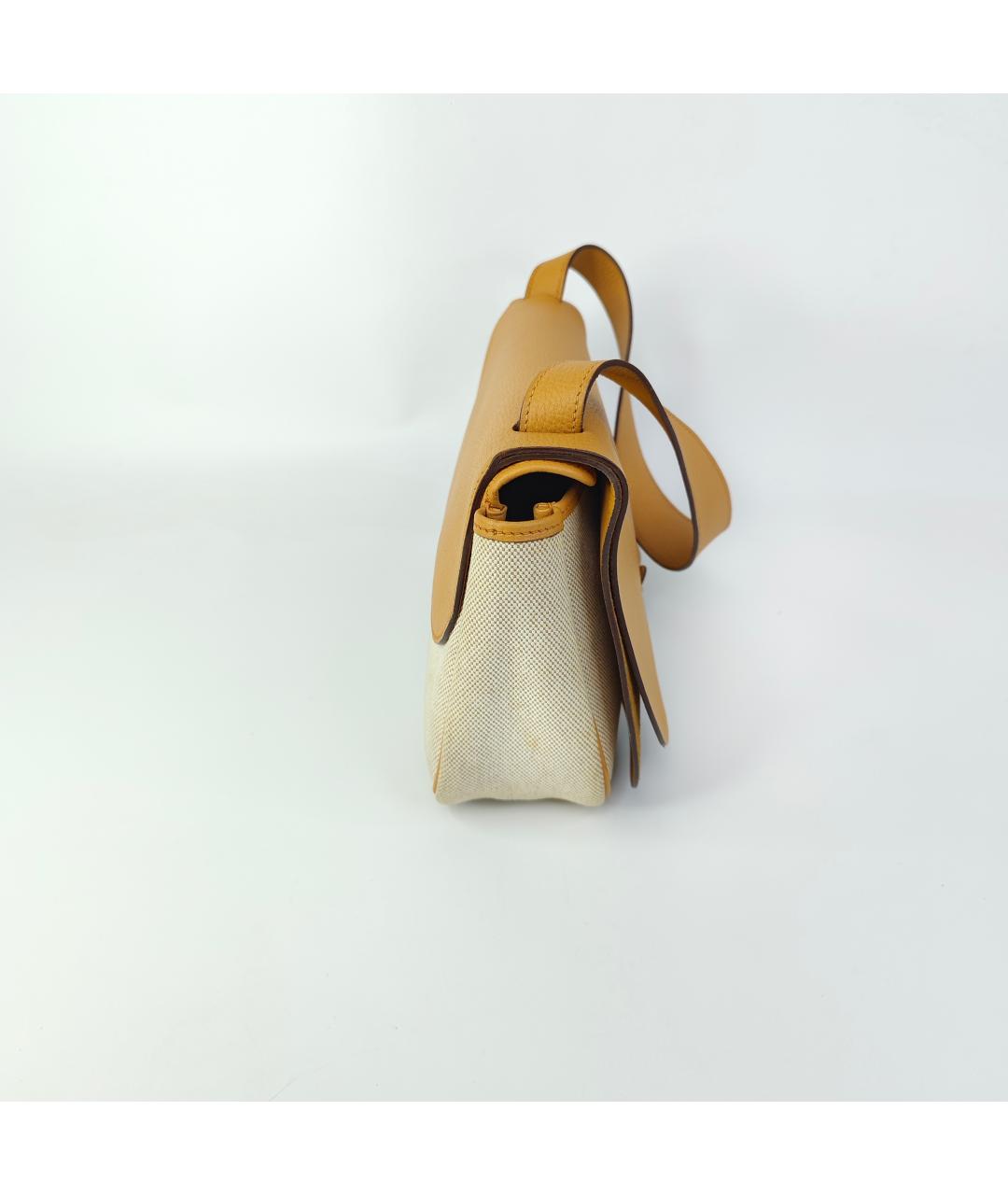 HERMES Бежевая тканевая сумка через плечо, фото 3