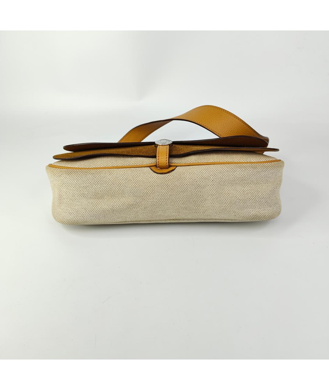 HERMES Бежевая тканевая сумка через плечо, фото 6