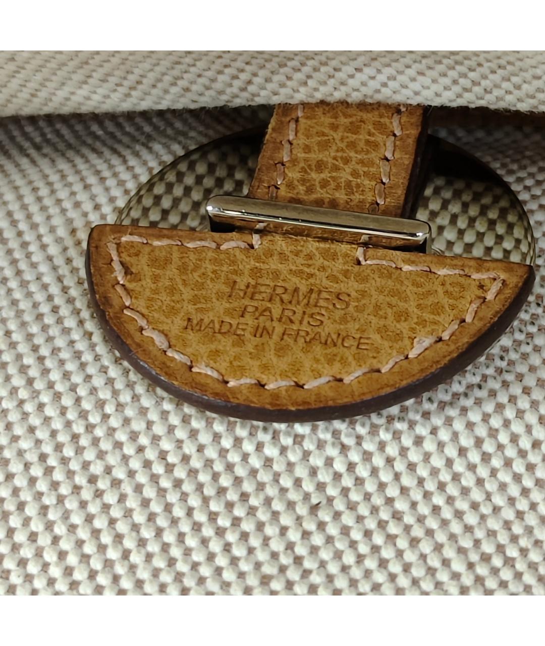 HERMES Бежевая тканевая сумка через плечо, фото 4