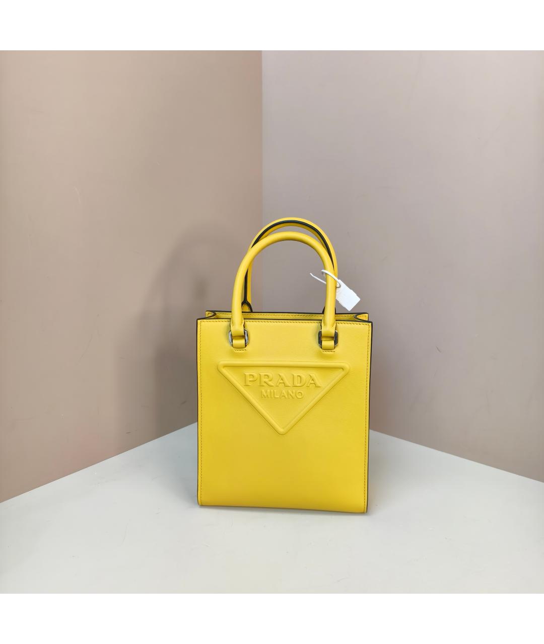 PRADA Желтая кожаная сумка через плечо, фото 9