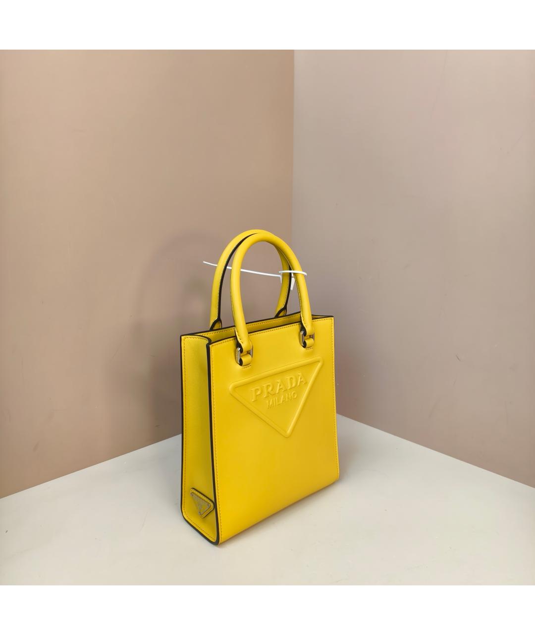 PRADA Желтая кожаная сумка через плечо, фото 3