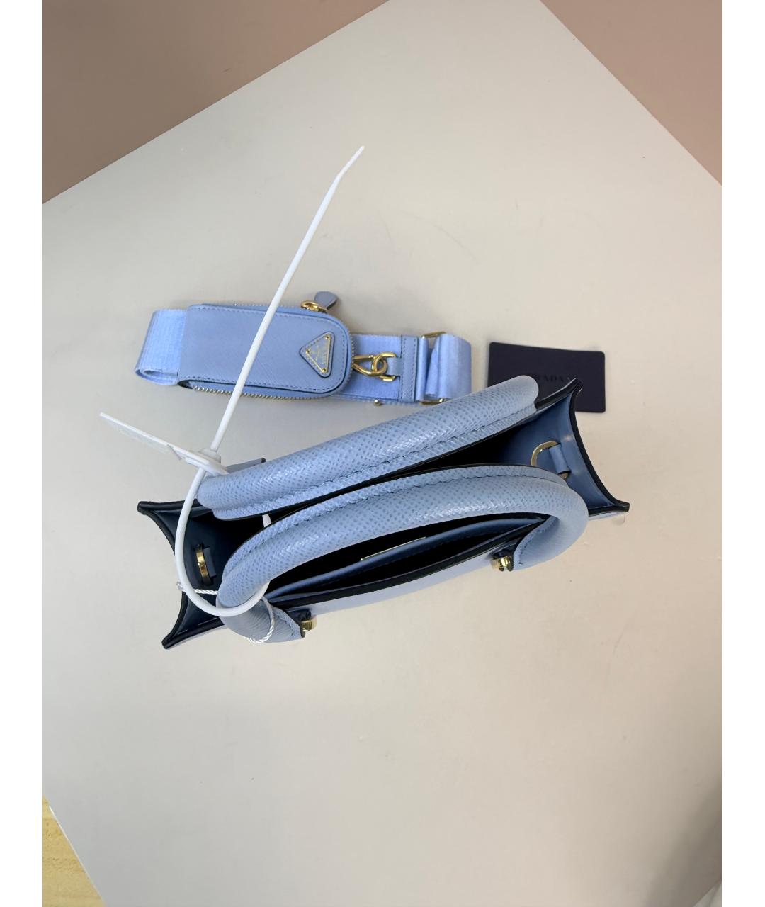 PRADA Голубая кожаная сумка через плечо, фото 5