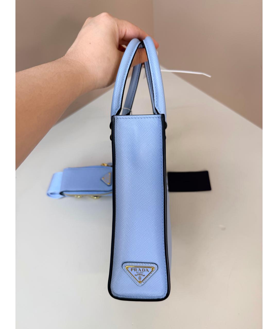 PRADA Голубая кожаная сумка через плечо, фото 8