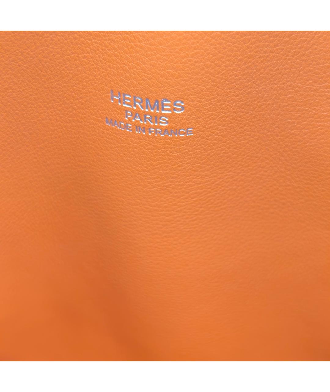 HERMES Оранжевая кожаная сумка с короткими ручками, фото 4