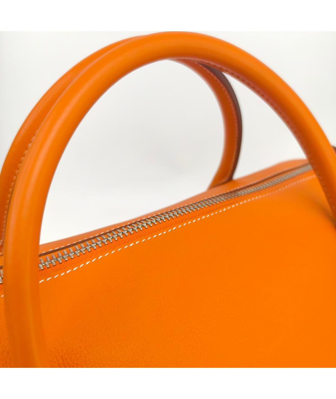 HERMES Оранжевая кожаная сумка с короткими ручками, фото 2