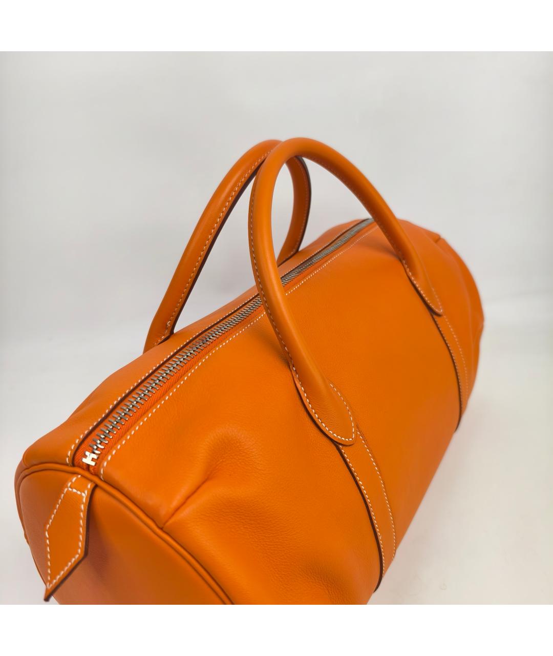 HERMES Оранжевая кожаная сумка с короткими ручками, фото 8