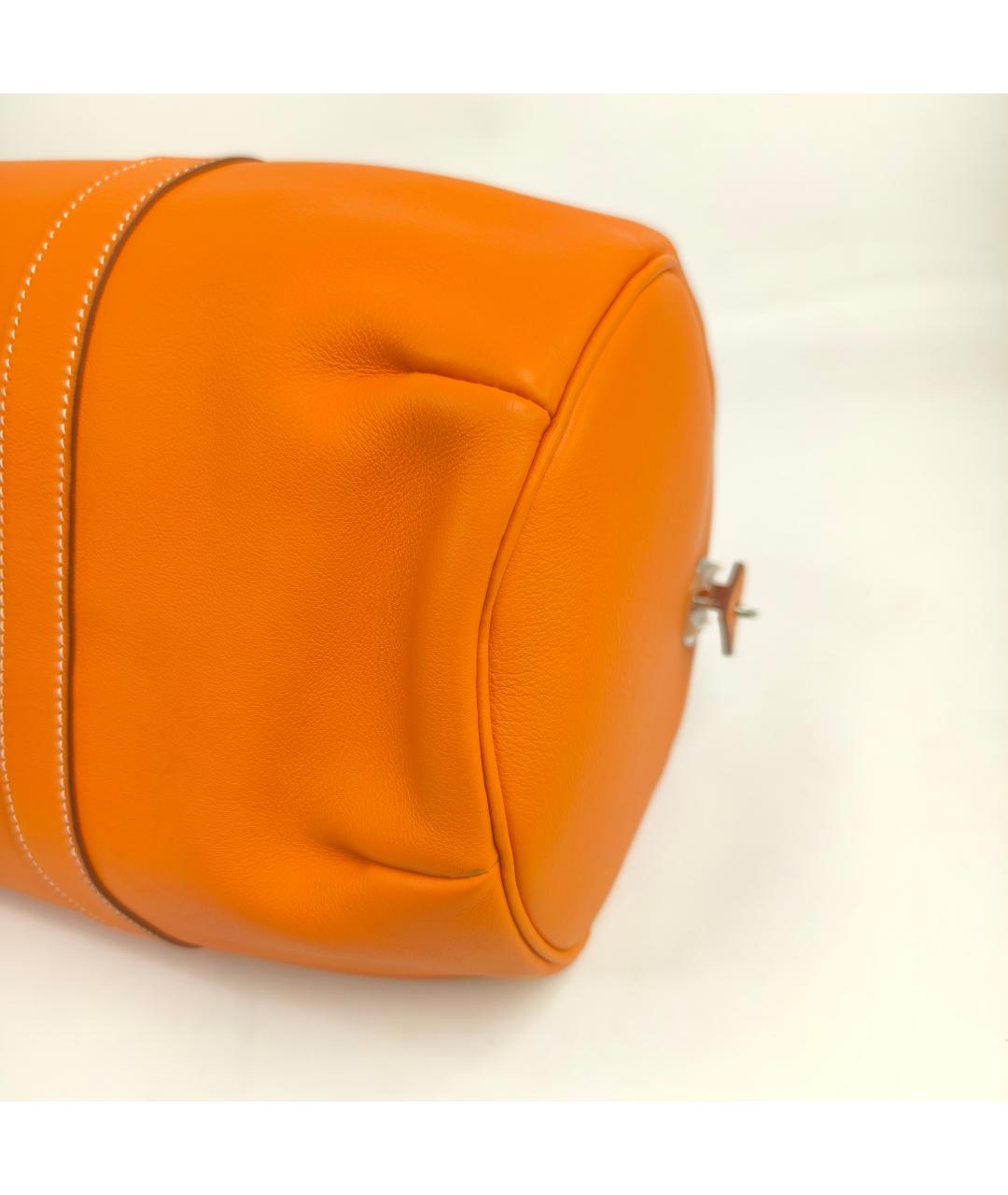 HERMES Оранжевая кожаная сумка с короткими ручками, фото 6