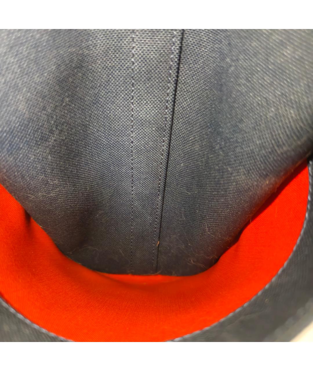 HERMES Темно-синяя тканевая сумка с короткими ручками, фото 4