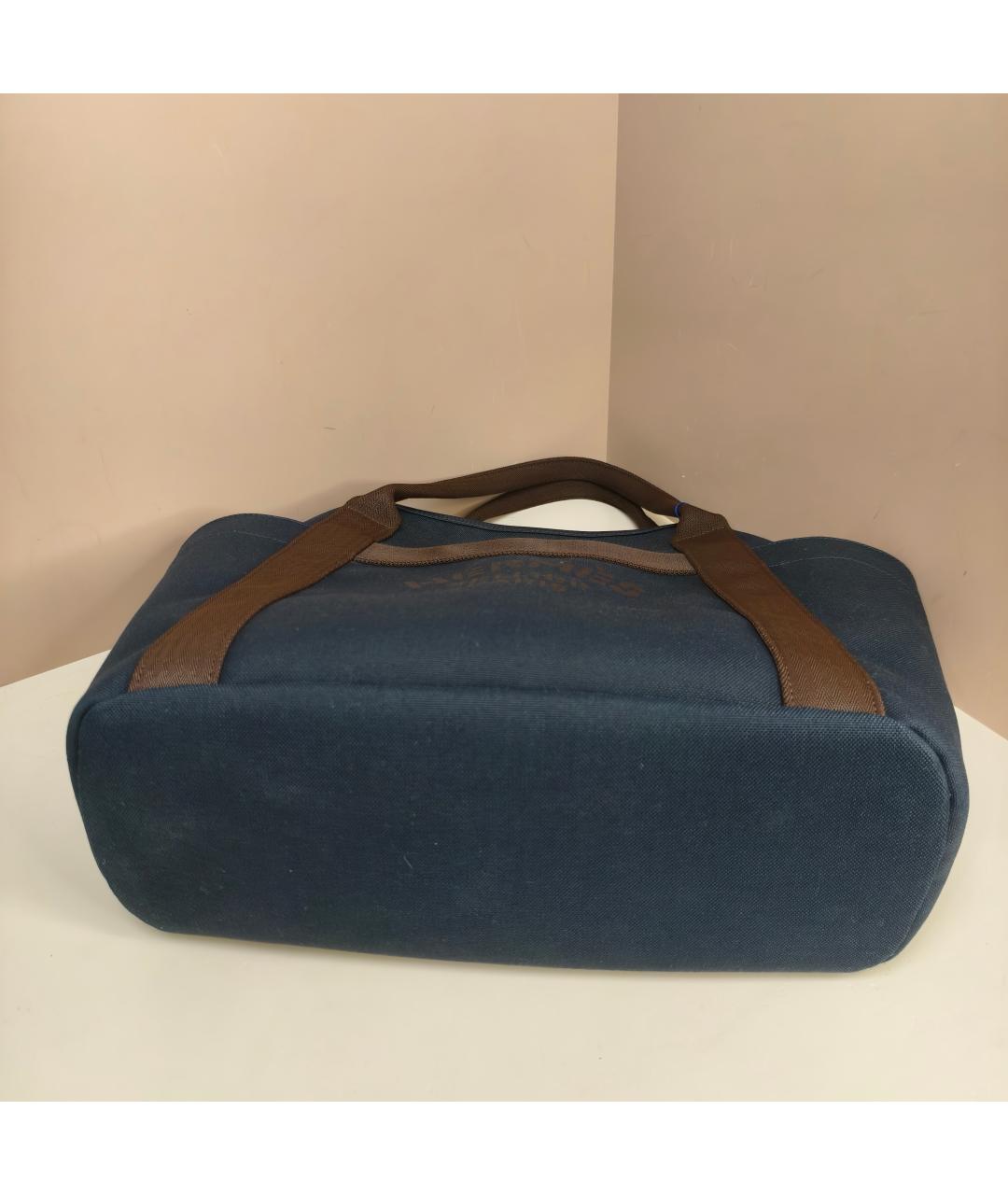 HERMES Темно-синяя тканевая сумка с короткими ручками, фото 9