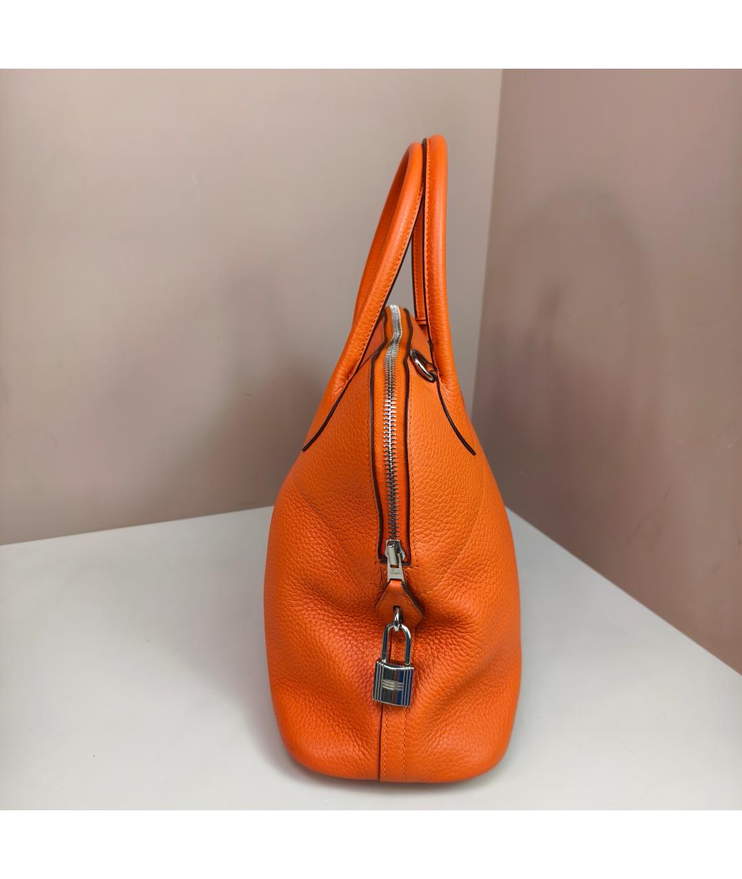 HERMES Оранжевая кожаная сумка с короткими ручками, фото 9