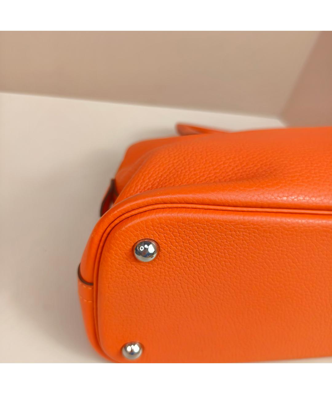 HERMES Оранжевая кожаная сумка с короткими ручками, фото 2