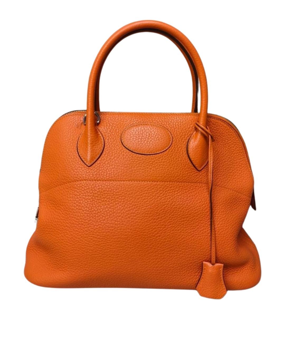 HERMES Оранжевая кожаная сумка с короткими ручками, фото 1