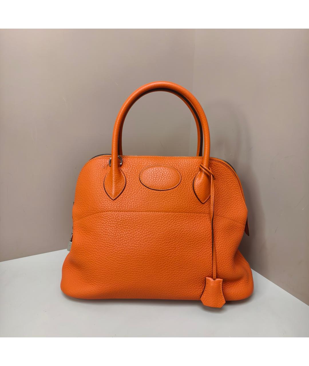 HERMES Оранжевая кожаная сумка с короткими ручками, фото 10