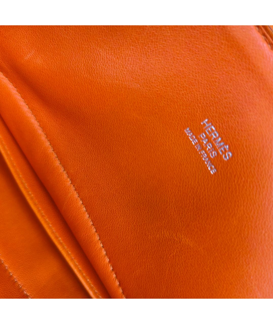 HERMES Оранжевая кожаная сумка с короткими ручками, фото 4