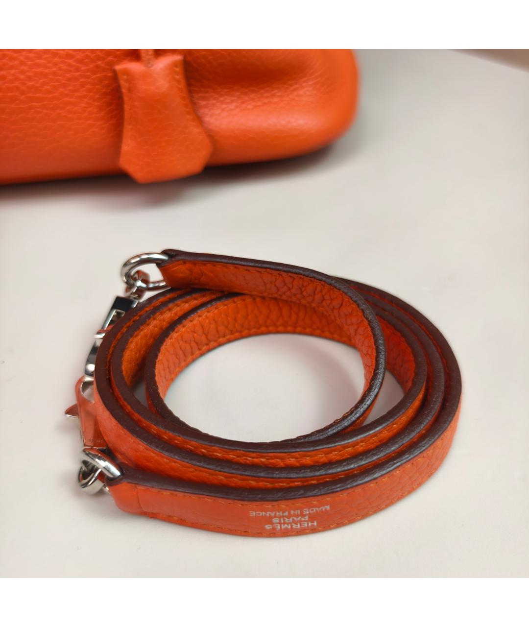 HERMES Оранжевая кожаная сумка с короткими ручками, фото 8