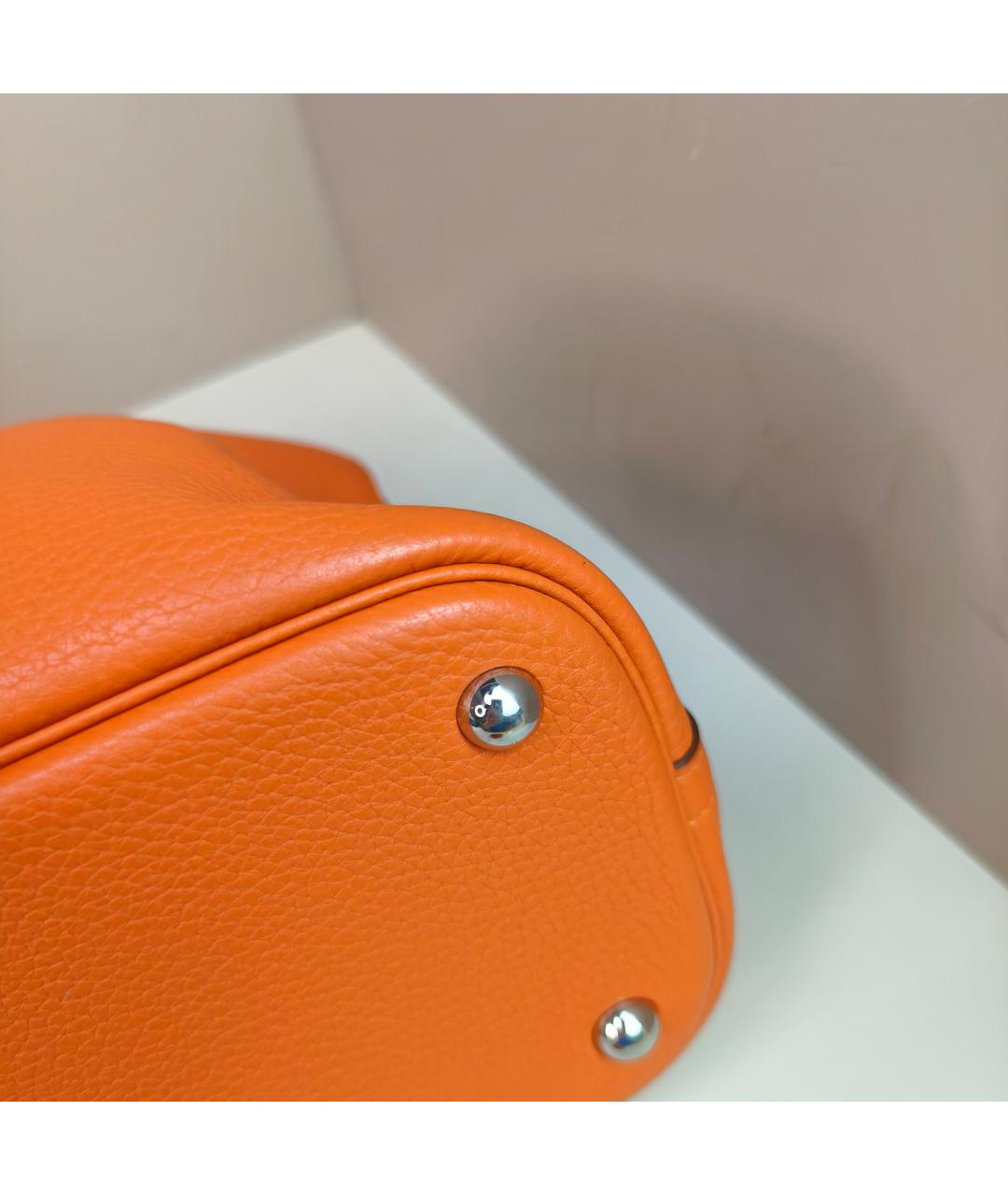 HERMES Оранжевая кожаная сумка с короткими ручками, фото 3