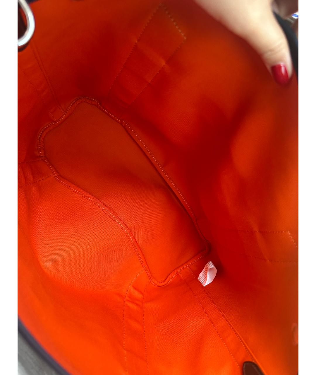 HERMES Темно-синяя тканевая сумка с короткими ручками, фото 4