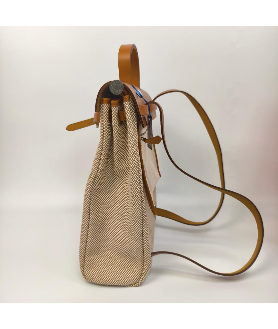 HERMES Бежевый тканевый рюкзак, фото 5