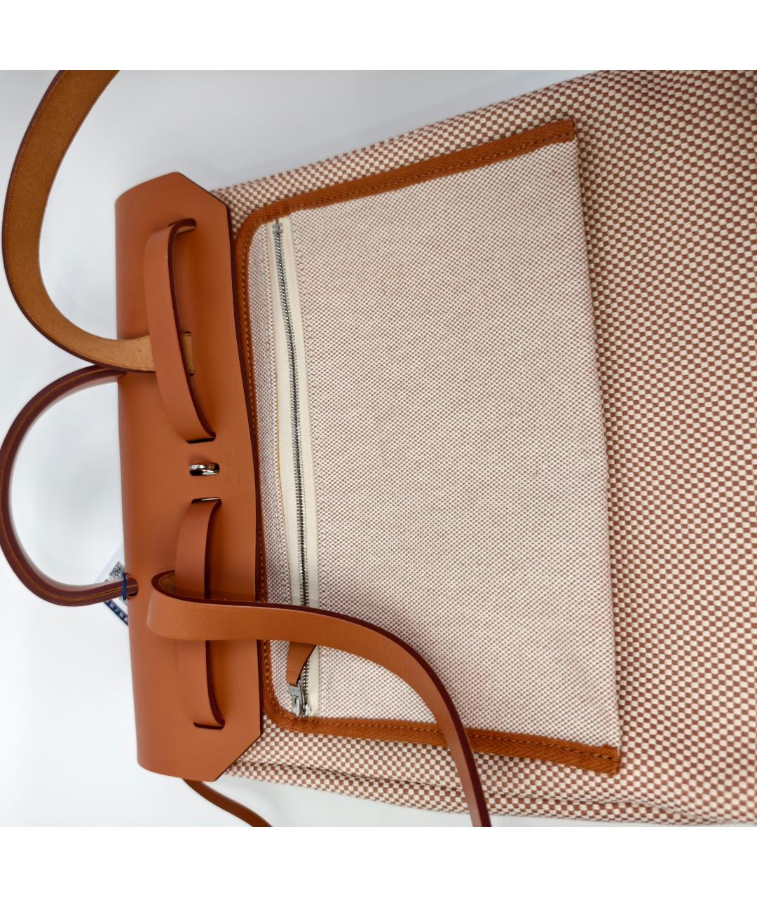 HERMES Бежевый тканевый рюкзак, фото 8