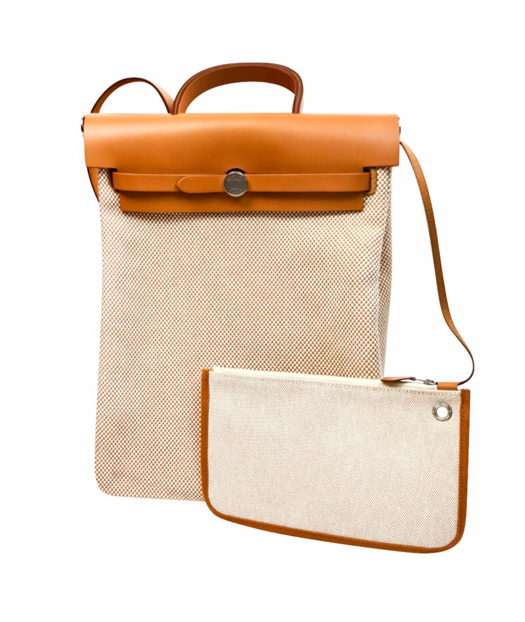 HERMES Бежевый тканевый рюкзак, фото 1