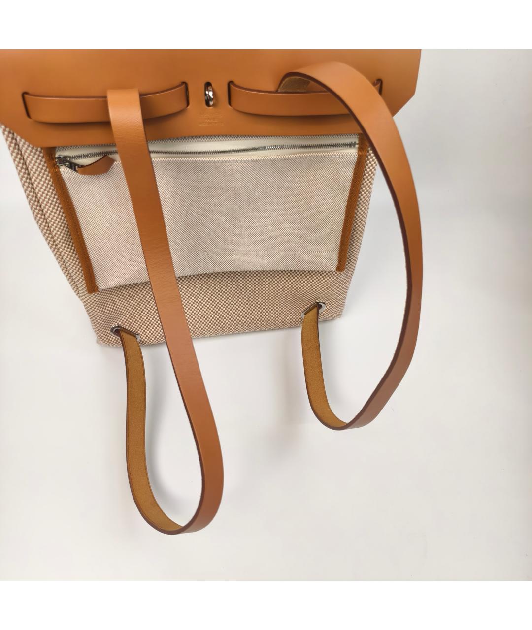HERMES Бежевый тканевый рюкзак, фото 7