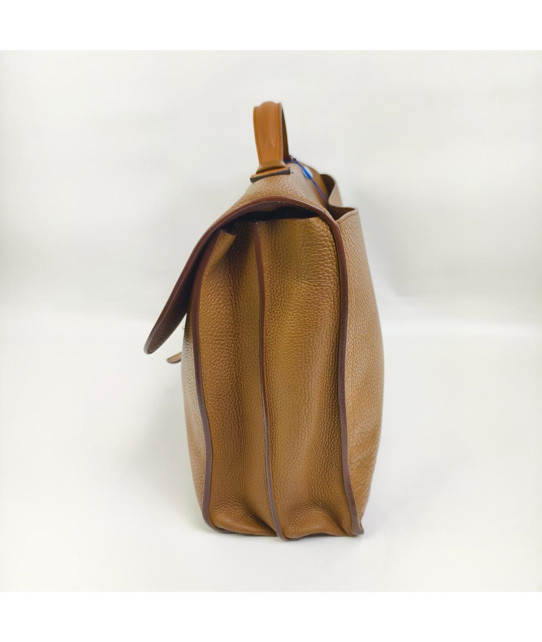 HERMES Бежевая кожаная сумка с короткими ручками, фото 3