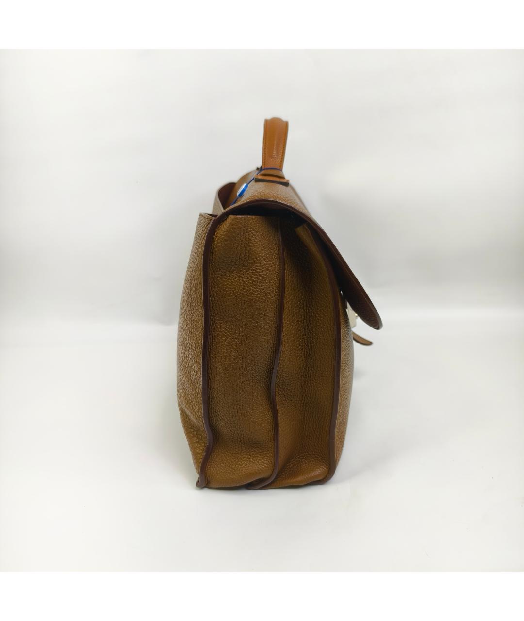 HERMES Бежевая кожаная сумка с короткими ручками, фото 2