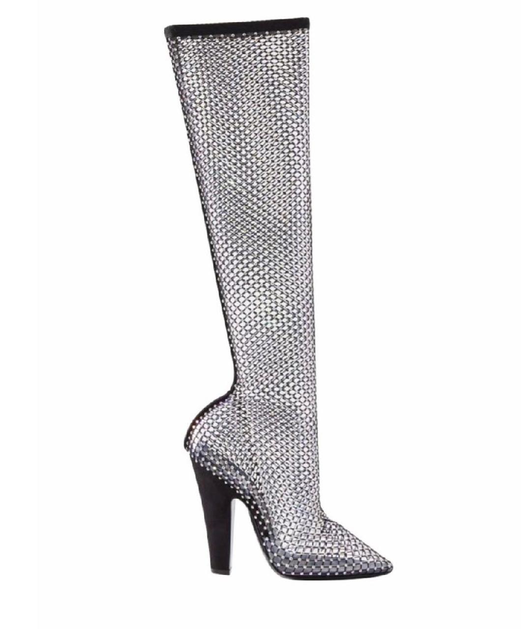 SAINT LAURENT Серебряные сапоги, фото 1