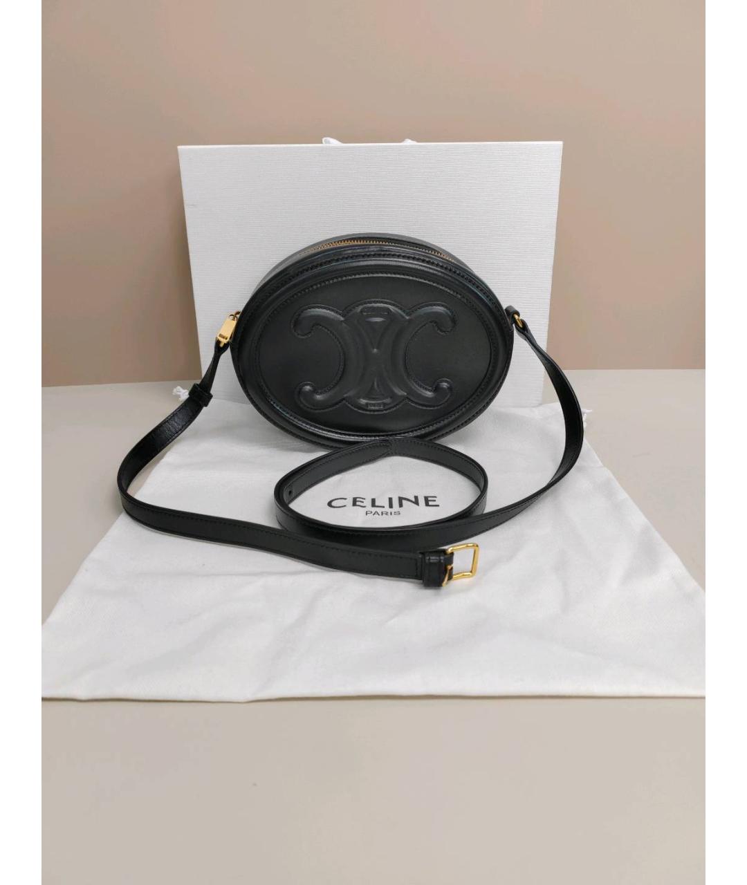 CELINE Черная кожаная сумка через плечо, фото 4