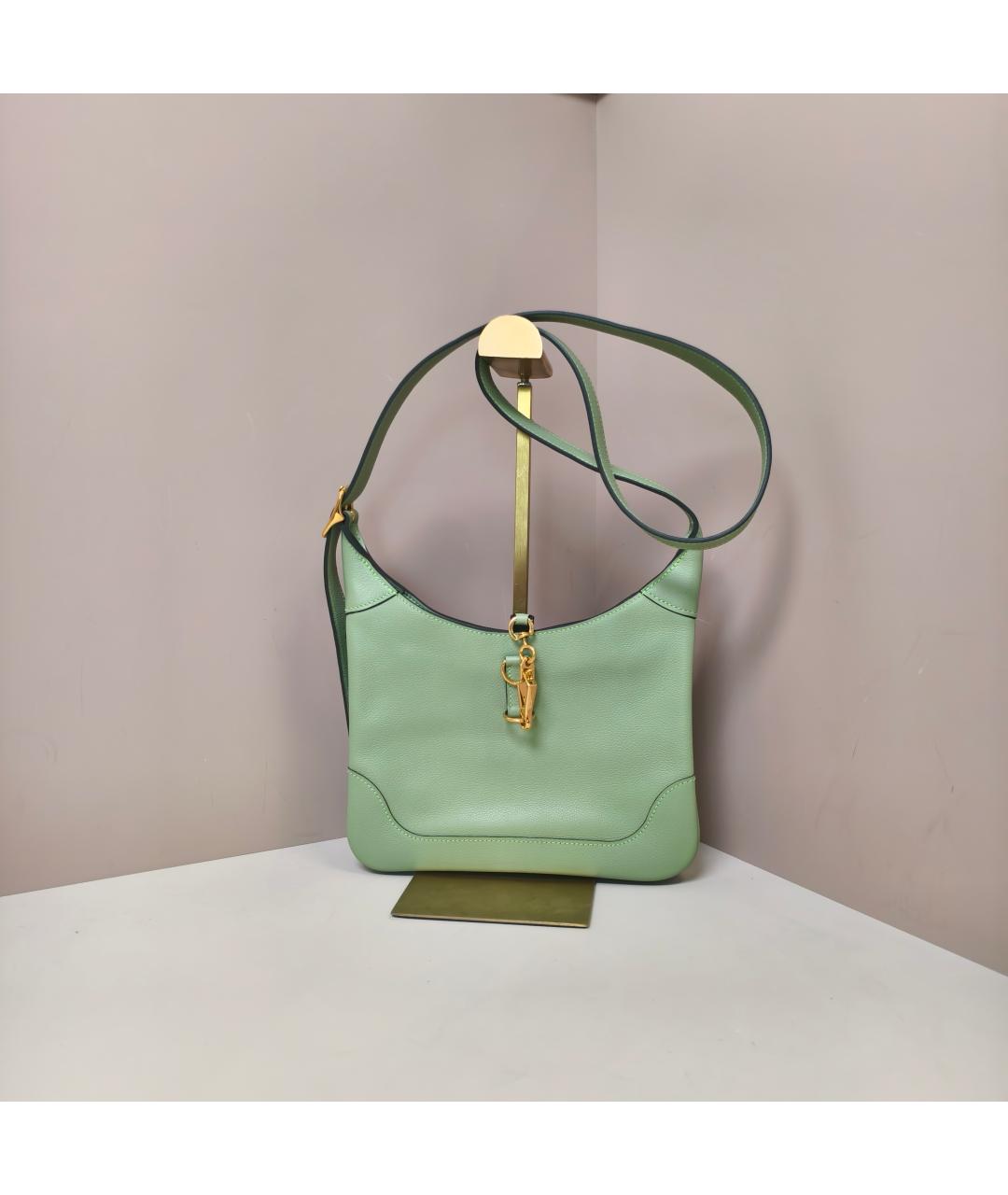 HERMES Зеленая кожаная сумка через плечо, фото 10