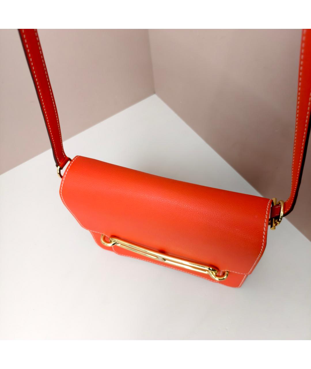 HERMES Оранжевая кожаная сумка через плечо, фото 4